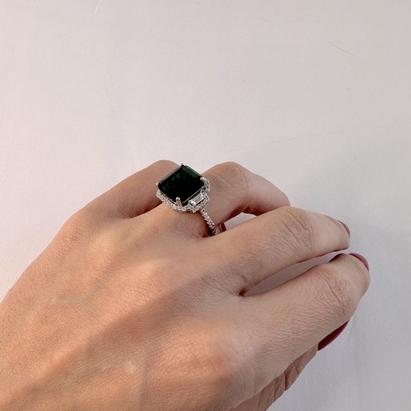 Sterling silver 18k plated gold enchanted forest emerald green ring size 6.5 - Picture 4 of 4